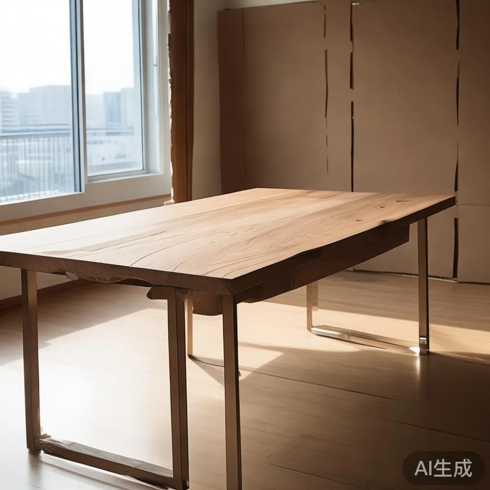 名古屋の高層マンションで搬入前の無垢材ダイニングテーブル