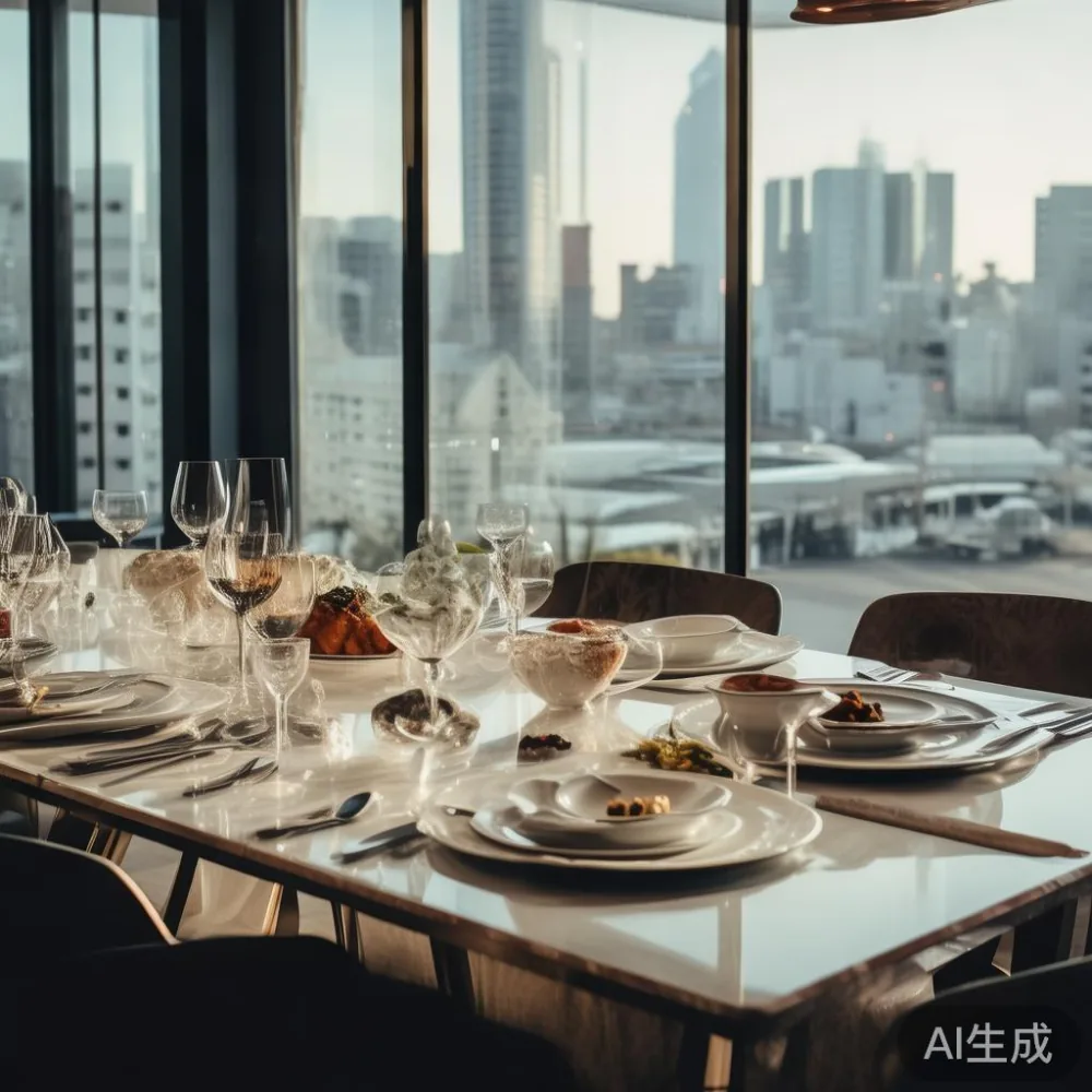 現代的な東京アパートメントに配置された豪華なフレンチスタイルダイニングテーブル