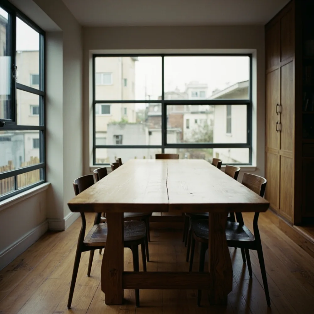 大阪戸建てのreclaimed pine trestleダイニングテーブル